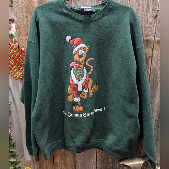Warner Bros. Other - Vintage Green Scooby-Doo Christmas Crew Neck Sweat Shirt